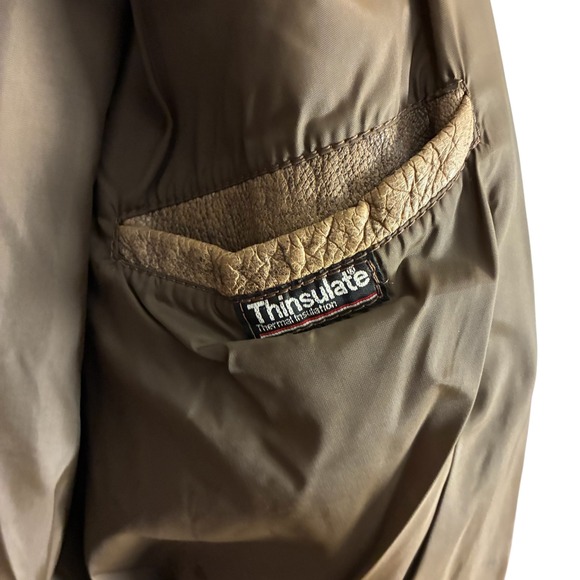 VTG Men's Goatskin Leather Flying Tiger Bomber Jacket Brown Thinsulate 42L USA - Picture 7 of 11